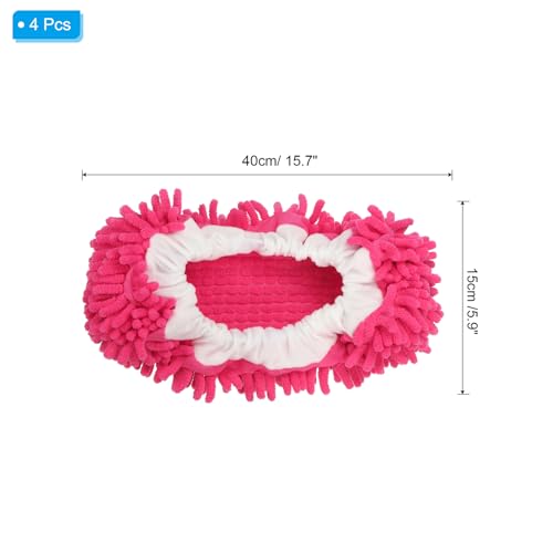 Image of MECCANIXITY Mop Slippers Washable Microfiber Floor Cleaning Shoes Cover Chenille Duster Foot Socks Tools for House Clean, Fuchsia 4 Pack