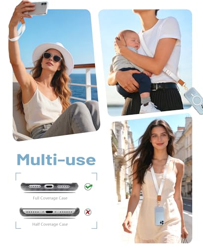 Image of Yonlevres Phone Lanyard Crossbody Strap Wrist Neck Adjustable Women White | Cell Phone Lanyard for Travel Cruise Daily, Hands-free, Fit Keys ID Badge, for Full-coverage Phone Case, Accessories, Gifts