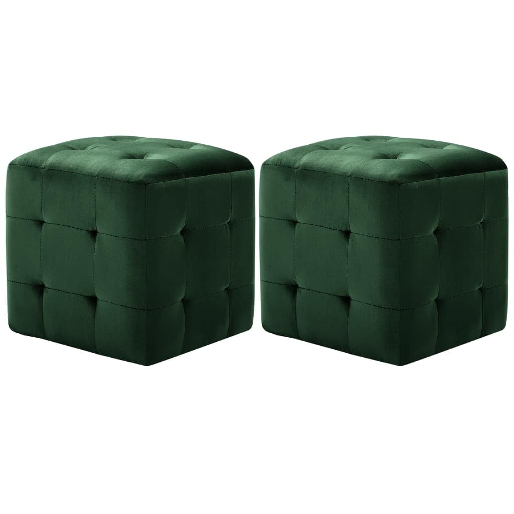vidaXL 2 pcs Poufs Vert 30 x 30 x 30 cm Tissu Velours