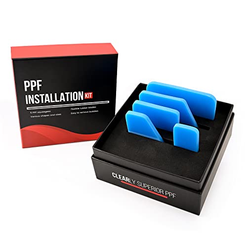 NEWISHTOOL Soft PPF 5in1 Blue Set - Anti-Scratch Rubber Squeegee Kit for Car Vinyl Wrap Tint Film Paint Protection Coating Installing Different Sizes TPU Scraper Tool Packed in Box