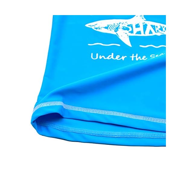 Kids Short Sleeve Sunsuit Swimwear Sets Boys Two Piece Rash Guard Swimsuits Great White Shark Pattern 10T - Image 5