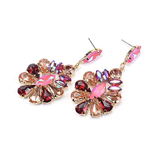 Boucles d'oreilles en diamant pleine fleur et strass multicouches de luxe