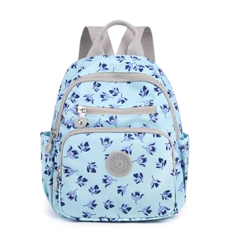 Sac à dos pour femmes et filles tendance avec motif floral petite fleur bleue