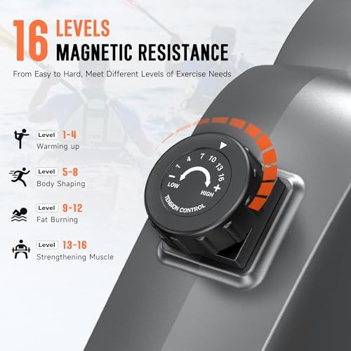 Dripex Rowing Machines for Home Gym, Rowing Machine with 16 Levels of Adjustable Resistance, 350LB Weight Capacity, Durable Slide Rail, Bluetooth App Supported, LCD Monitor, Magnetic Rower Machine - Image 5