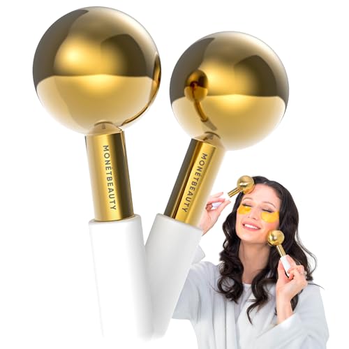 MonétBeauty Stainless Steel Ice Globes for Facials (Gold), Durable Cryo Globes Instantly Reduce Puffiness, Tighten Pores and Sinus Relief, Facial Massages and Daily Beauty Routines