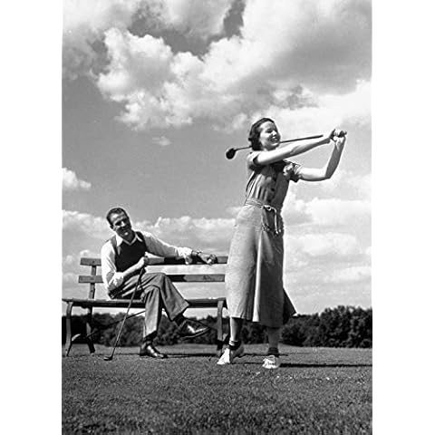 Couple Playing Golf Retro Photographic Card Cover