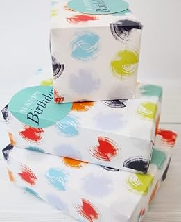 Wrapping Paper 12371A"Male Spot" Gift Wrap Pack with 2 Sheets & 2 Tags, Plastic Free & Fully Recyclable, Multicoloured