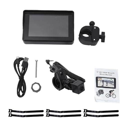 TIKATARER Handlebar Bike Mirror, 1080P AHD Rear View Camera with 5