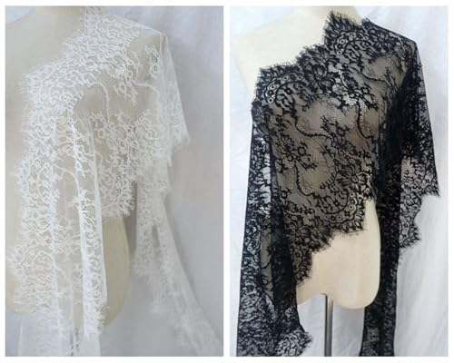 Mesh Soft Bilateral Eyelash Lace Garment Fabrics Sleeve Skirt Lace Extension Splicing Home Accessories 1 Piece(C Black)4