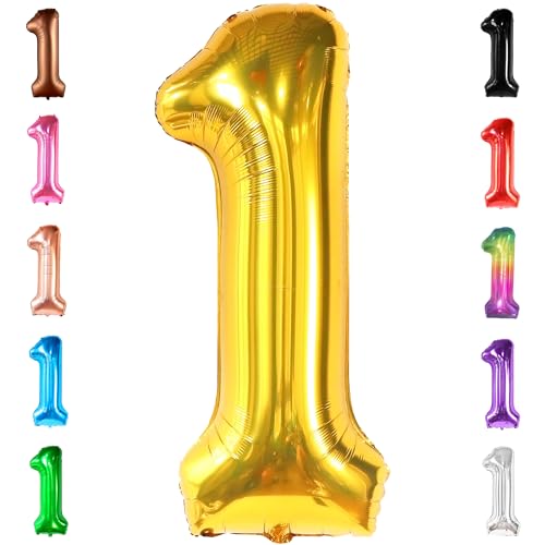 Image of KatchOn, Gold Number 1 Balloon 40 Inch, Happy Birthday Number Balloon
