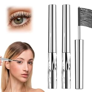 Iron Wand Mascara, Waterproof Quick Drying Curling Mascara, Black, 3D Curling Metal Wands, No Flaking, No Clumping (2 PCS)