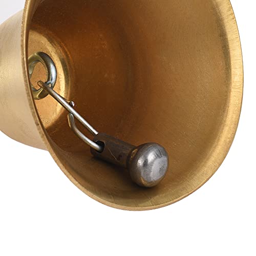 Moniss Campainha De Mesa Campainha De Campainha De Mão De Bronze Campainha Com Alça De Madeira Para
