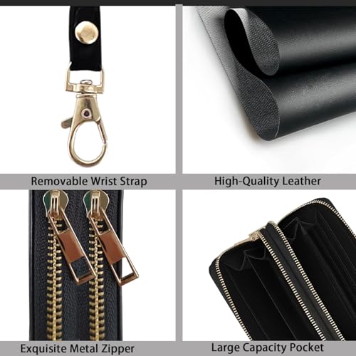 Bookshelf Print Women Large Capacity Wallet PU Leather Double Zipper Clutch Purse for Smart Phone/Card/Coin/Cash4