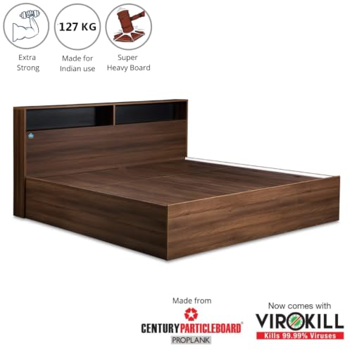 Image of DELITE KOM Urban Engineered Wood Queen Box Bed (Finish Color Acacia Dark Delivery Condition Knockdown)