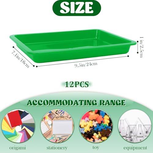 Image of Craft Tray,24 Pack Art Trays for Kids Plastic Activity Trays Stackable Craft Trays,Shallow Craft Storage Organizer, DIY Project & Painting Tray,Art Supplies,9.45 x 7.1 x 0.98 Inch (Green)