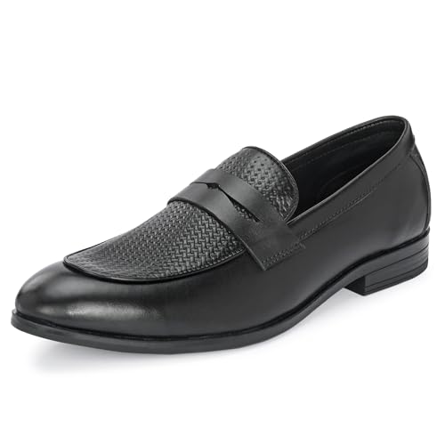 Image of Blue Leather by Centrino Genuine Leather Slip-On Men's Formal Shoe |Stylish with Soft Cushioned Insole |Trendy Non Lace-Up Design |Durable Leather with Anti-Skid Sole | Perfect for Formal Wear (3944)