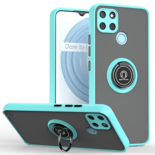XINYEXIN Funda para Realme C21Y / Realme C25Y, Funda con Soporte de Anillo, TPU + PC Translúcido Anti- Arañazos Carcasa Protectora Antigolpes Case Cover - Azul Cielo Cover