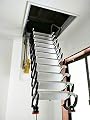 INTBUYING Ceiling Ladder Folding Loft Ladder Attic Ceiling Ladder Stairs Heavy Duty Extension Pulldown Ladder Carbon Steel 9.8ft Height 12 Steps Ceiling Telescoping Ladder Load 660LB(31.5x35.4in)