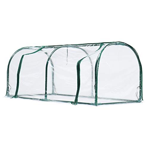QWERTOUY Removable Steel Frame Outdoor Plant Cover Zipper Garden GreenHouse PVC Warm Garden Household Plant Greenhouse Cover 128X60X58CM