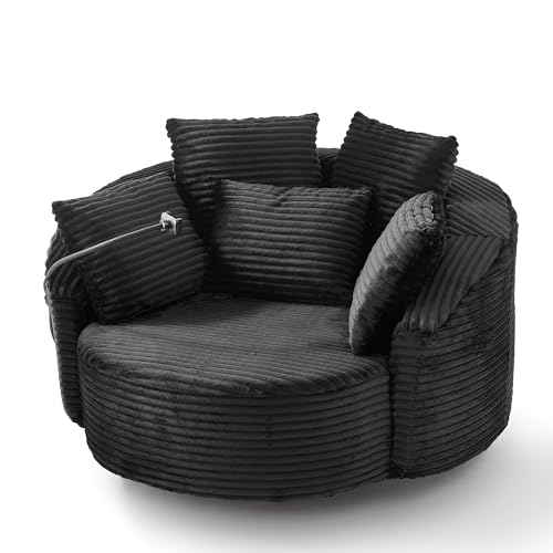 Sillón giratorio redondo tipo barril en negro miniatura 3