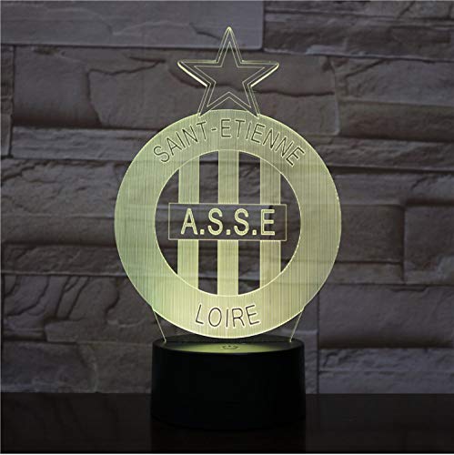 Générique Lampe LED 3D ASSE Saint-Étienne, Logo du Club de Football 1933, Veilleuse Décorative