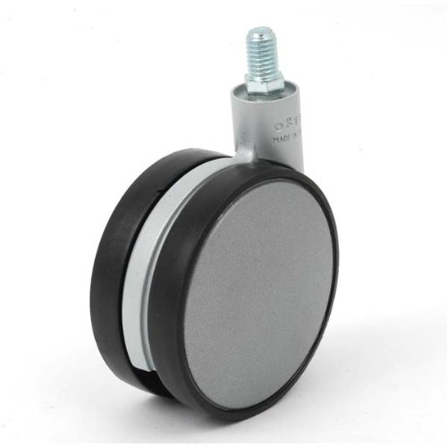 4" Silver and Brown M10 Swiveling Twin Wheel Caster with Threaded Stem, Set of 2