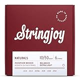 Stringjoy NB1050 Natural Bronze Acoustic Guitar Strings, (Extra Light Gauge - 10-50)