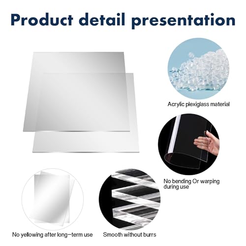 Image of Plexiglass Sheets 12 inch X12 inch Square Panel ， 3 /8 inch Thick（10MM） Transparent Plastic Plexi Glass Board， Cut to Size Plexiglass,Clear Acrylic Sheet ，Acrylic Board,Acrylic Panel Sign