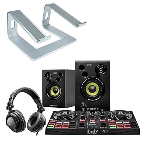 Hercules DJLearning Kit DJ + soporte para ordenador portátil keepdrum, color plateado