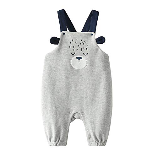 Infant Baby & Little Boys' 100% Cotton Cartoon Animal Overalls Rompers Grey 6 9 12 18 24 Months (73 (9-12M))