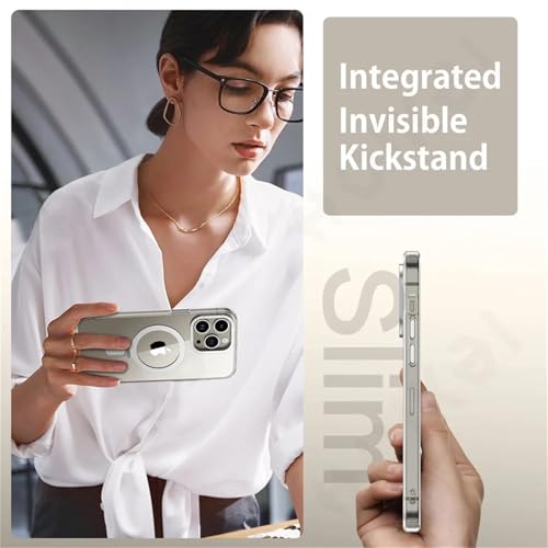 Coque iPhone 16 Pro Max transparente MagSafe avec support rotatif antichoc - 7