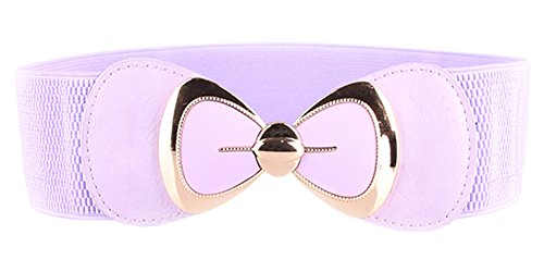 Women's Cute Bowknot Stretch Wide Belt Ladies Dress Decorative Waistbelts