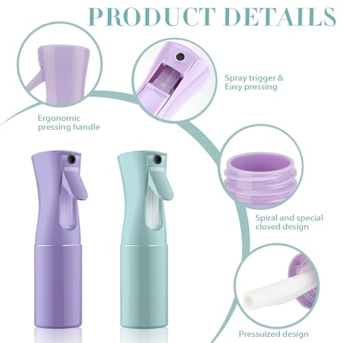 QKNOSM 2 Stück Sprühflaschen Haar, 300ml Wassersprühflasche 0.3mm Ultrafeine Sprühflasche Extrafeiner Zerstäuber Sprühflasche für Haarpflege Gesichtsreinigung Haustierreinigung