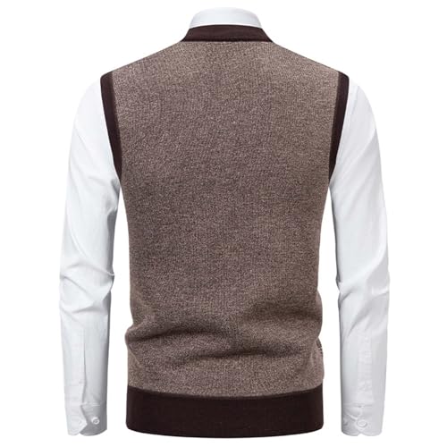 Mens Thick Argyle Sweater Vests Classic V-Neck Knitwear Slim Fit Casual Sleeveless Pullover Fall Winter Warm Tank Top3