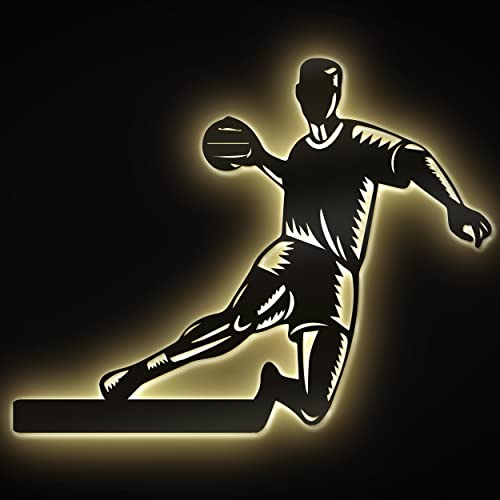 Namofactur Led Handball Wand Deko Dekoration Zubehör Geschenke Mdf Holz Wandlampe für Handballer I DIY Set I Batteriebetrieb