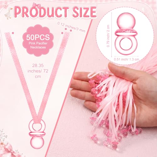 Image of Wesiti 51 Pcs Baby Shower Games Pacifier Necklace Wooden Sign,Pink,Goose