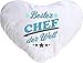 Almohada Cojín Decorativo con Relleno Mejor Chef del Mundo, Stampstyle - Blanco Corazón, 40x44cm