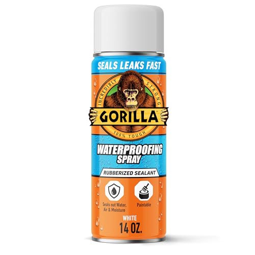 Gorilla Waterproof Patch & Seal Rubberized Sealant Spray, White, 14 Ounce (Pack of 1) - Seals Out Water, Air, and Moisture