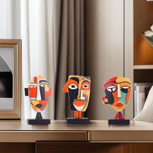 Set de 3 esculturas abstractas de resina para mesa de café miniatura 3