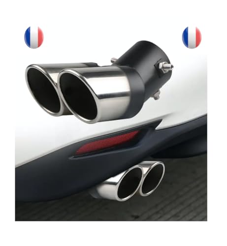 Embout Echappement silencieux 6,3cm/63mm chromée sortie double pot en acier inoxydable VEHICULES COMPATIBLES : VOIR DESCPRITION (véhicules diamètre tuyau...