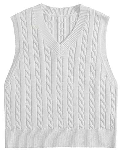 Image of Betusline Women's Cable Knit Sleeveless Crop Sweater Vests