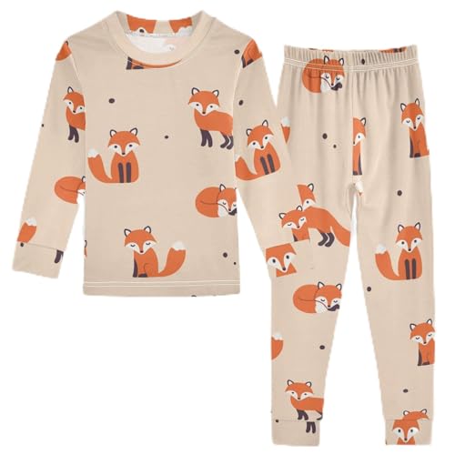 Anantty Kids Pajamas Sets Cute Fox Pattern Cotton Sleepwear Homewear Pyjama Set Long Sleeve Casual Pjs Set Nightwear for Girls Boys Multicolor