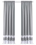 ACHIM Light Filtering Curtain Panel for Windows - 52 x 63 - Lightweight Rod Pocket Drapes for Bedroom, Living Room - Polyester, Machine Washable - Grey/White