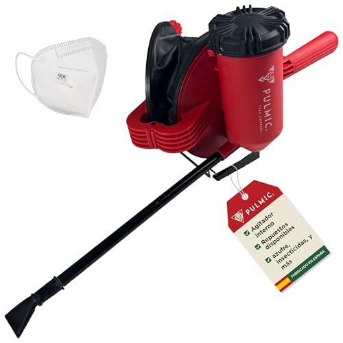 Espolvoreador Azufre, Tierra de Diatomeas e Insecticidas .Pulverizador de Polvo con Agitador, Boquilla y Tubo Orientable .Fuelle para Fumigar Polvo con Agitador. Azufradora 1,5kg Fabricado en España