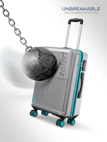 Image of Safari Medium Astra Neo 8 Wheels 66cm Size Check-in Trolley Bag, Hard Case Polycarbonate, 360 Degree Wheeling Luggage for Men & Women, Travel Bag, Suitcase for Travel, Silver