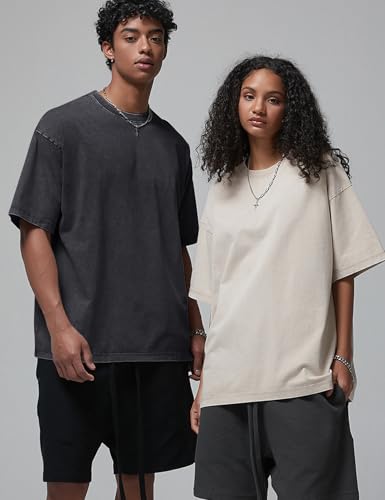 Image of Arssm Men Oversized T Shirts Vintage Tee Loose Fit Short Sleeve Casual Streetwear Baggy Washed Unisex Tops