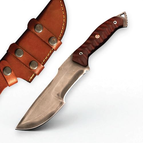 Sami Blades Tracker Fixed Blade Knife with Sheath 10.5 with Full Tang High Carbon Steel Blade and Micarta Handle Everyday Carry Hunting Knife for Men