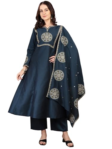 Ensemble de kurta bleu sarcelle pour femme avec broderie Palace