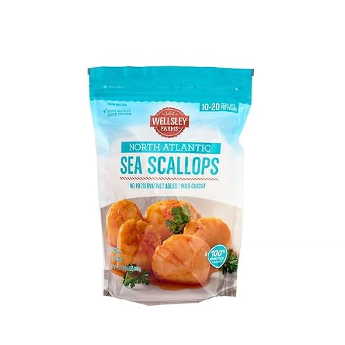 Wild Caught North Atlantic Sea Scallops, Premium Frozen Seafood, Tender