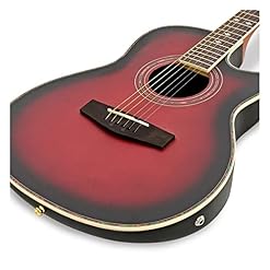 Guitare électro-acoustique Roundback de Gear4music Red avec accessoires - Les Beatles, Paul McCartney, John Lennon, RIngo Starr, George Harrison Guitare électro-acoustique Roundback de Gear4music Red avec accessoires – Image 4